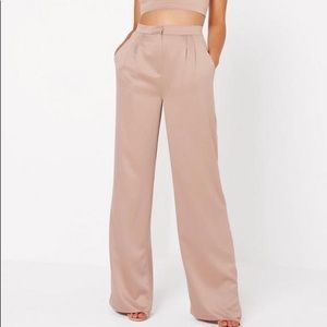 Satin wide leg trousers - nude